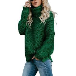 IVDIH Damen Rollkragenpullover Grün