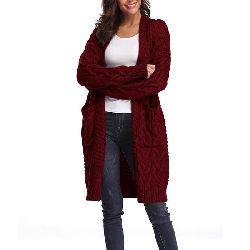 IVDIH DAMEN STRICKMANTEL DICKE STRICKJACKEN LANG WARME GROBSTRICK KUSCHELIGE CARDIGAN MIT TASCHEN-ICA05