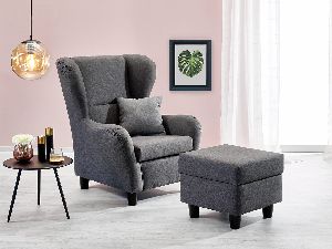 Ohrensessel mit Hocker in grau in günstig