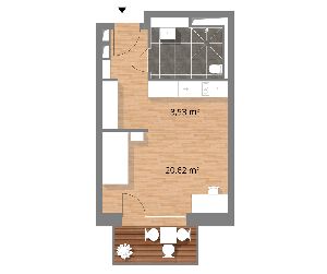 1-Zimmer-Wohnung im 2. OG (WE 18)