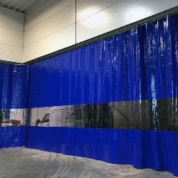 Industrievorhang Blau Kombo Transparent nach Maß