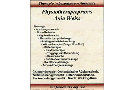 Firmenanzeige Physiotherapie Weiss A. - Krankengymnastik
