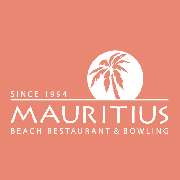 Mauritius Bowling & Restaurant Pforzheim - Mauritius Logo: Das Markenzeichen von Mauritius – The Beach Restaurant. Modernes Branding mit sommerlichen Elementen, das für entspannte Atmosphäre, leckeres Essen & Urlaubsfeeling